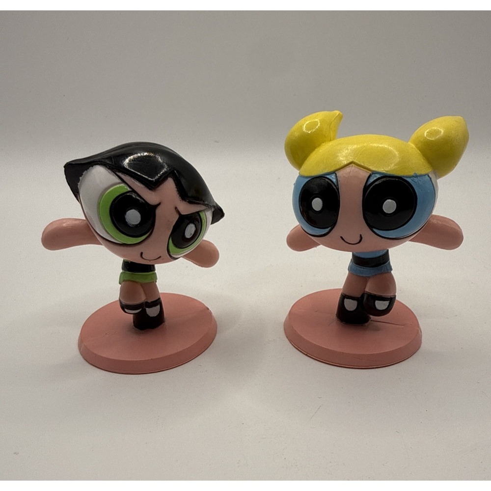 Vintage 2000 Cartoon Network Powerpuff Girls PVC Figure Lot Buttercup Bubbles